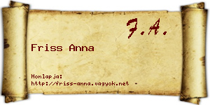 Friss Anna névjegykártya